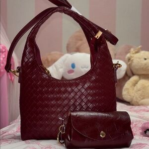 Burgundy bag set from Claire’s